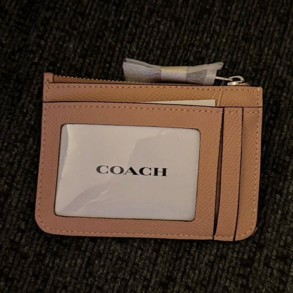 Coach Mini Skinny ID Card Case Wallet in Silver/Buff Tan Crossgrain Leather NWT - Picture 4 of 15
